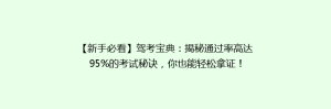 【新手必看】驾考宝典：揭秘通过率高达95%的考试秘诀，你也能轻松拿证！