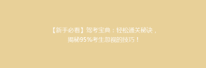【新手必看】驾考宝典：轻松通关秘诀，揭秘95%考生忽视的技巧！
