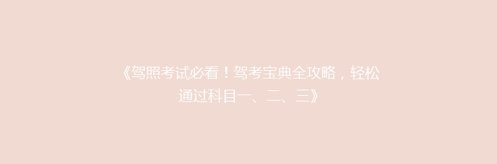 《驾照考试必看！驾考宝典全攻略，轻松通过科目一、二、三》