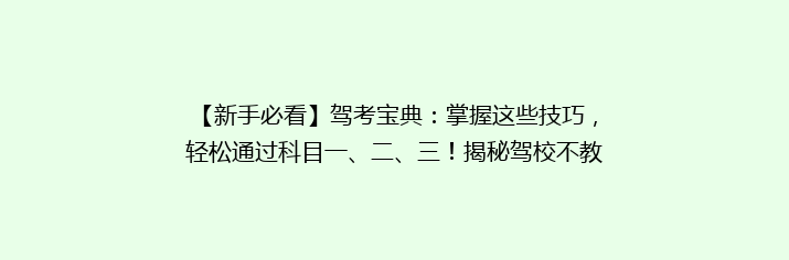 【新手必看】驾考宝典：掌握这些技巧，轻松通过科目一、二、三！揭秘驾校不教的通关秘籍！